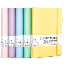 5 Pack Notebooks Journals Bulk, Hardcover Classic Ruled Lined 5 Pastel Colors