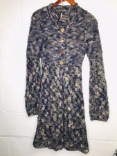 Free People Size Small Open Knit Cardigan Blue Boho Duster Sweater