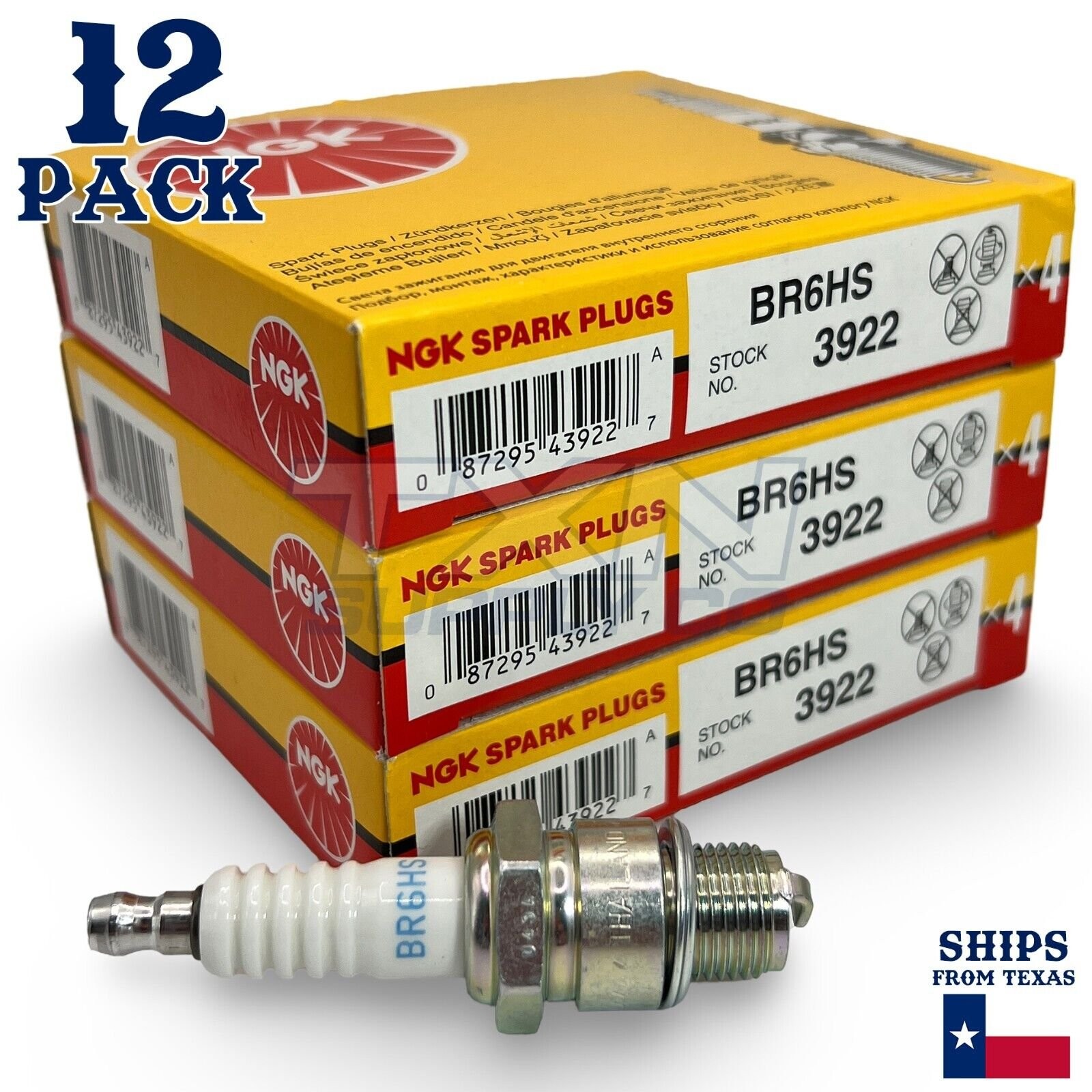 NGK 3922 Spark Plugs BR6HS - 12 Pack