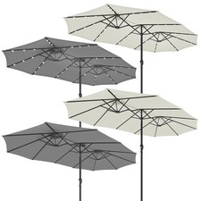 Sonnenschirm XXL Kurbel Balkon LED Doppelsonnenschirm Gartenschirm Marktschirm