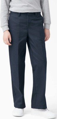 Dickies Boys' Classic Fit Flat Front Pants, Straight Leg- Dark Navy 