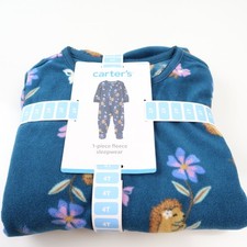 Carter's Fleece Sleepwear 4T Hedgehog Floral Toddler Pajamas New With Tags