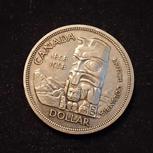 1958 Canada British Columbia $1 Silver Commemorative Dollar Coin