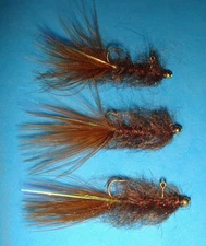 FLY FISHING FLIES - Classic Canadian Brown BH BALANCED LEECH size #8 (6 pcs.)