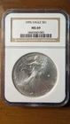 1995 Eagle Silver Dollar, NGC MS 69