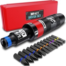 Aurlloct 1/2 Inch Manual Impact Driver Set 13 Piece Impact Screwdriver Kit