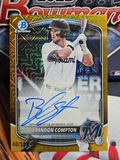 2025 Bowman Draft Chrome Auto Brandon Compton #CPA-BCO Mega Box Marlins /50 Gold