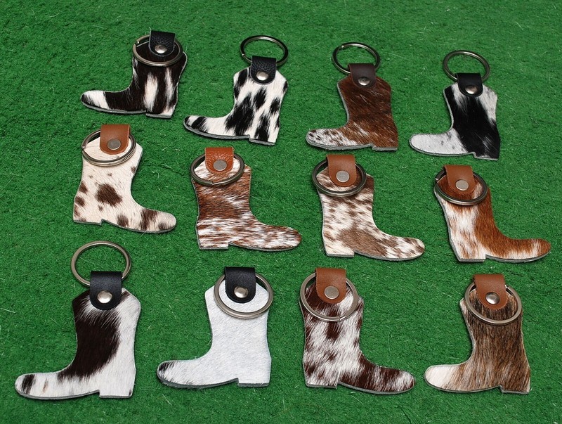 Cowhide keychain Hair On Leather Key Chain (12 key chain) Real Hair On Hide 8058