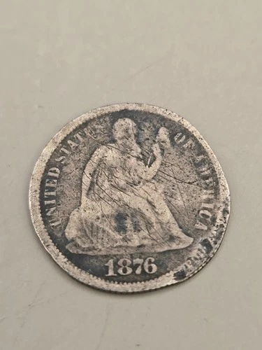 1876-CC Seated Liberty Silver Dime - Carson City Mint