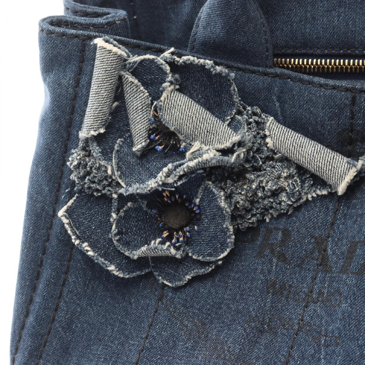 Prada Canapa  PRADA Denim Tote Bag Denim Canvas Used Ladies from japan thumbnail 7