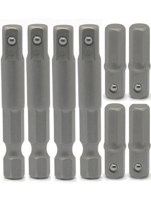 8 Pieces 1/4 Hex to 1/4 Socket Adapter, 1/4'' Hex to Square Socket Bit Adapter,P