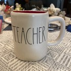 Rae Dunn "Teacher" Mug Large Letter Pink By Magenta Coffee — photo 1