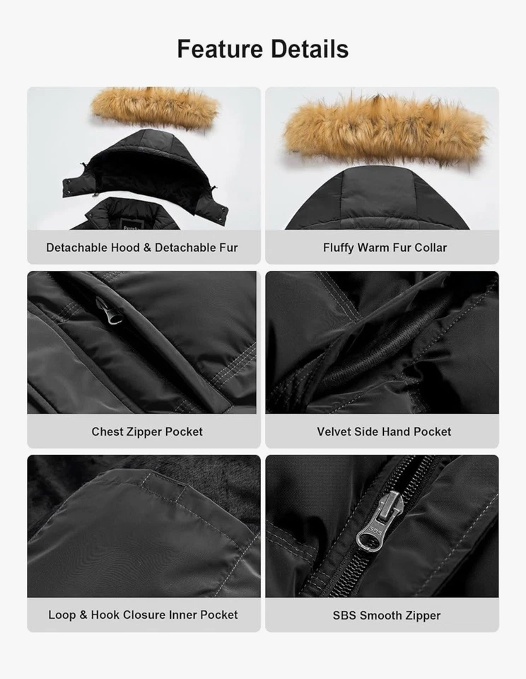 Jaqueta acolchoada masculina Pursky impermeável inverno bolha casacos esqui parka pele com capuz - Imagem 4 de 4
