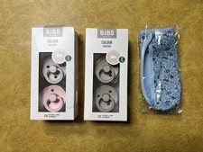 Bibs 4 Pacifier And Bottle Cover Lot Size 2, Rubber Round Tip 
