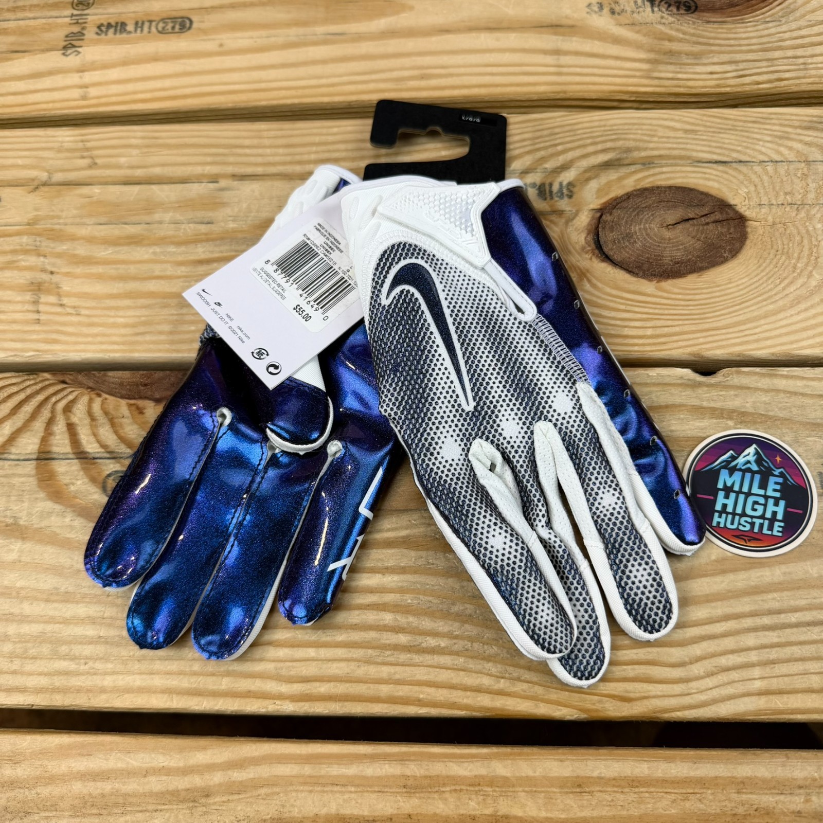 Nike Vapor Jet 7.0 Football Gloves Iridescent Blue Purple Receiver Size Large