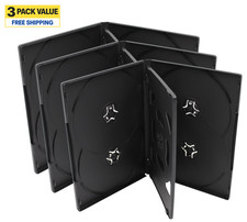 3 Pack Standard Black DVD Replacement Movie Cases 14mm 6 Disc With Clear Sleeve