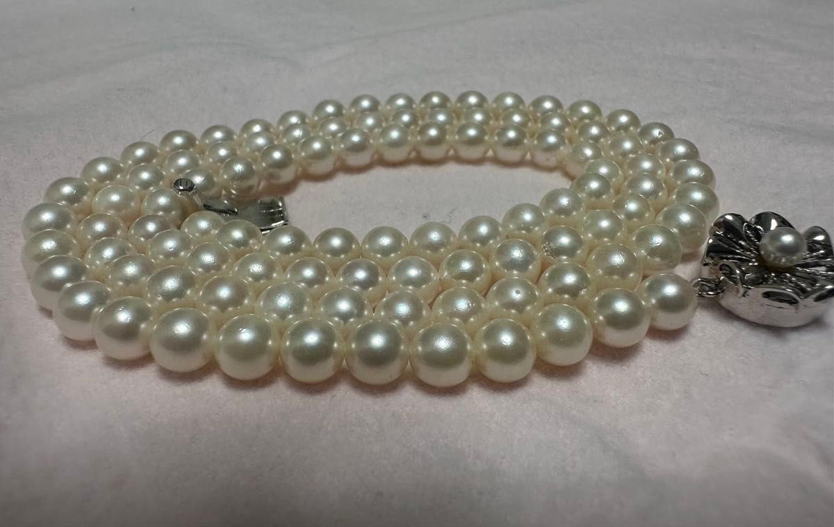 Akoya Genuine Pearl Necklace 6.0mm Beads 64cm Silver 38g From Japan
