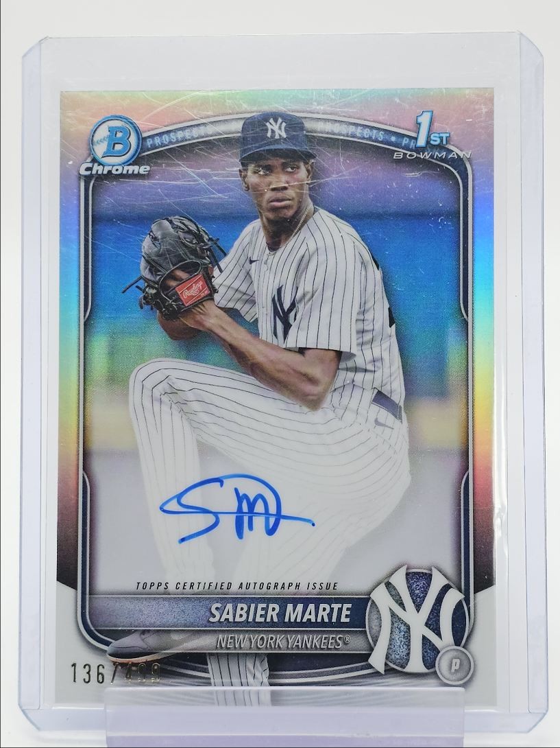 SABIER MARTE 2025 BOWMAN CHROME 1ST AUTOGRAPH REFRACTOR AUTO /499 Q3917