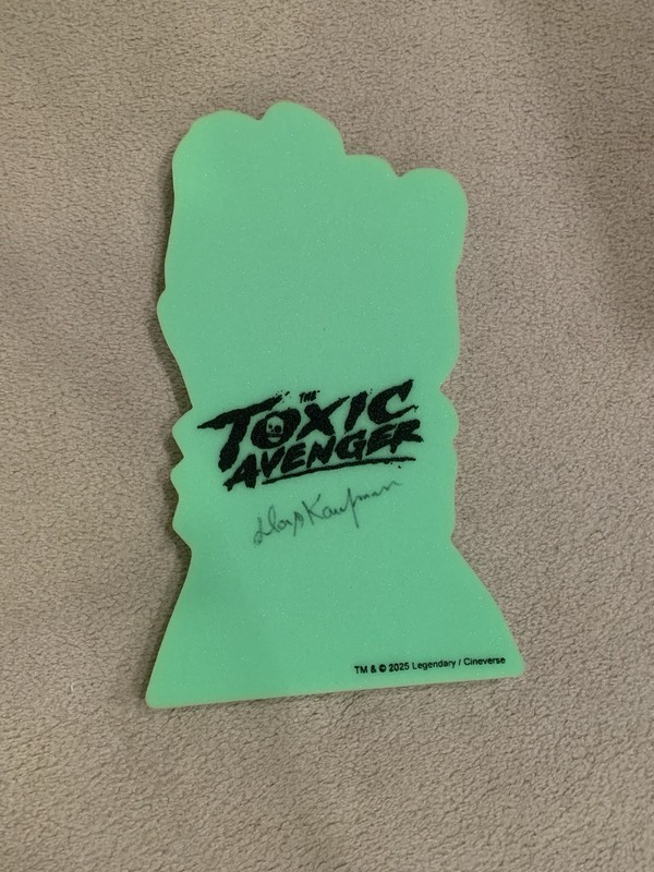 SDCC 2025 Toxic Avenger Movie Promo Large Green Fist LE- signed By Lloyd Kaufman