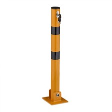2x folding parking posts, yellow and black, set for driveway barriers