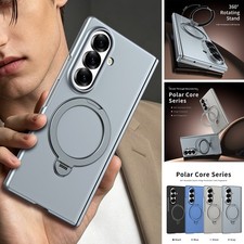 For Samsung Galaxy Z Fold 7 6 5 4 Matte Magnetic Ring Kickstand PC TPU Back Case