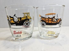 Vintage Whiskey Rock Glass 1910 Buick And 1911 Oakland 1913 Chevrolet 1908 Ford