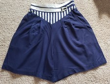 VTG 80s 90s CACHE HIGH WAISTED Sailor SHORTS Faux Skirt XXS POCKETS Blue Striped