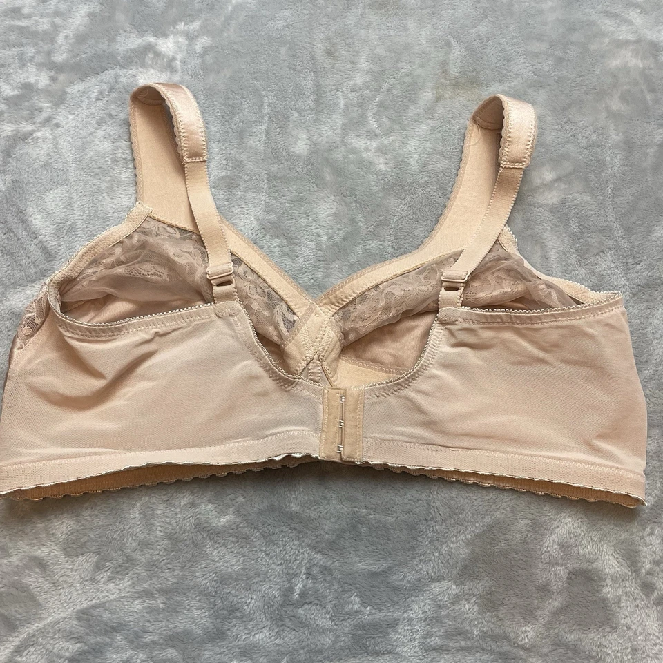 Sujetador Glamorise MagicLift Soporte Original Mujer 46DD Beige Encaje Inalámbrico Plus Foto 3 de 4