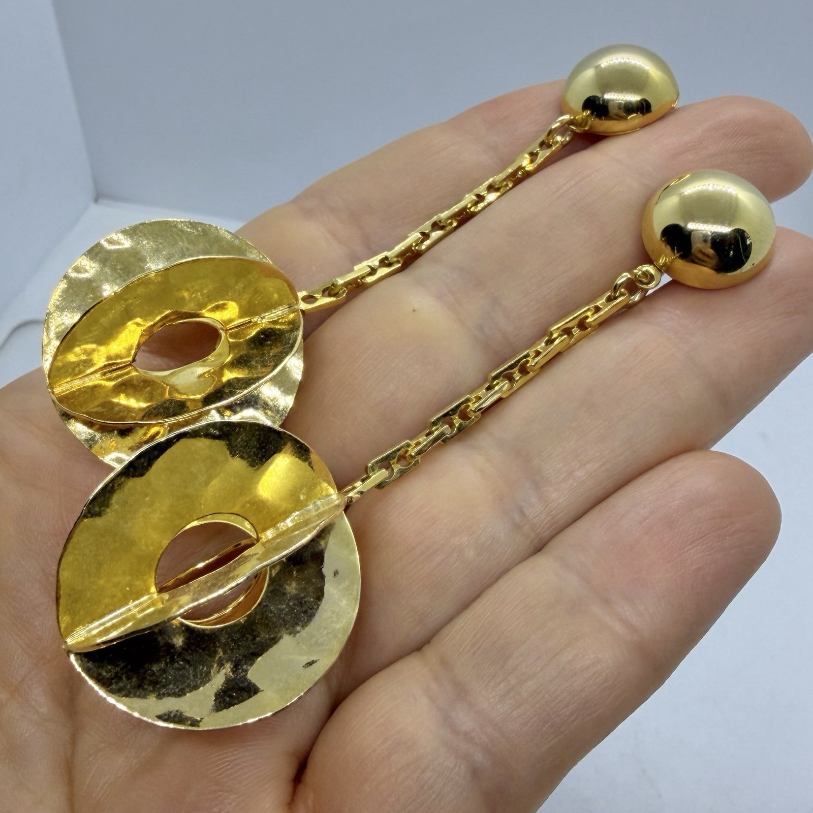 Vtg Hammered Pendulum Chain Dangle Spherical Mod … - image 3