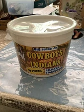 Vintage Big Bucket Of Cowboy's & Indians   30 Pieces by Tim Mee Toys NEW