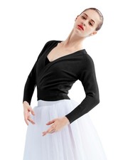 V-Neck Black Women Ballet Sweater Wrap Soft Dance Warm Up Jacket for Leotards...
