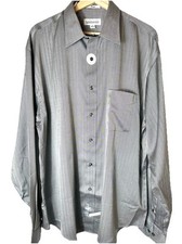 Joseph and Feiss International Shirt Men  s L Grey Herringbone Long Sleeve Button