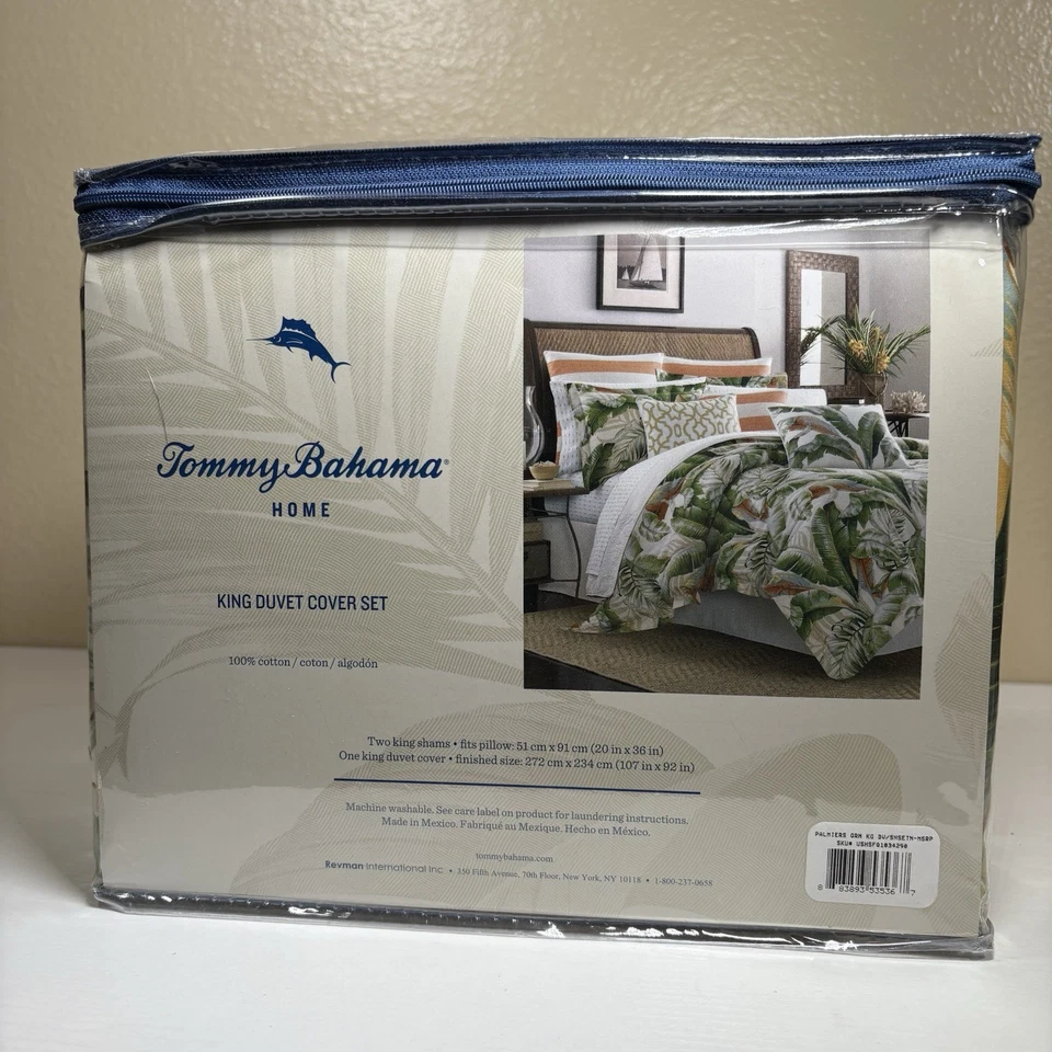 Tommy Bahama® Palmiers King Juego de 3 fundas nórdicas y farsa hoja tropical verde nuevo Foto 3 de 4
