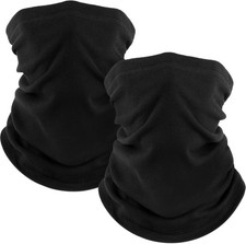 Fuinloth 2 Pack Winter Neck Gaiter, Fleece Warmer Scarf Cold Weather Face Mask C