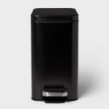 10L Stainless Slim Step Trash Can Black Removable liner for easy cleaning