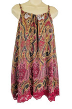 TOBI Dress Size S Burgundy Paisley Lace Hem Adjustable Spaghetti Strap Lined EUC