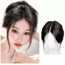 Seamless 100 Human Hair Clip in Middle Part Bangs Topper Hairpiece For Women