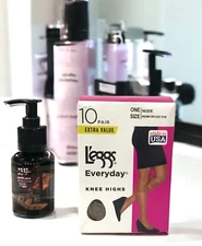 Leggs Everyday Knee Highs 10 Pairs Nude Reinforced Toe Nylon - New !