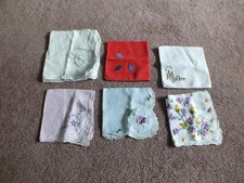 Ladies Handkerchief Set 6 Floral Embroidery Applique "G" "Mother" Monogram 11-13