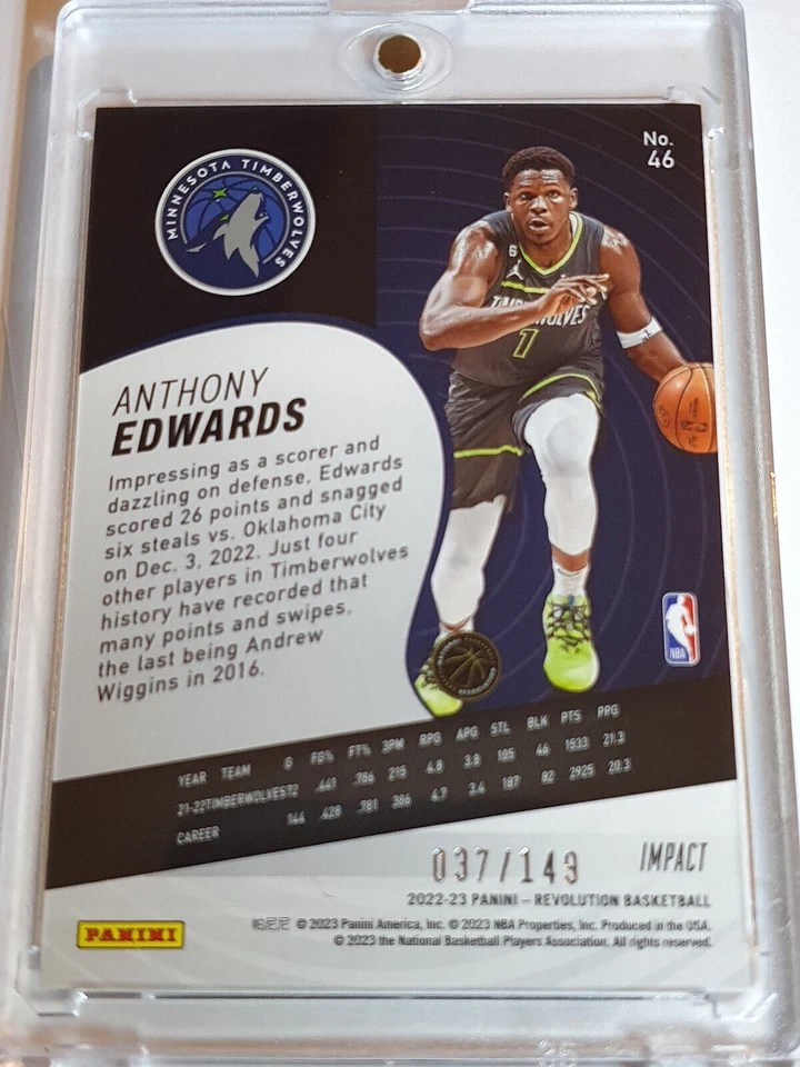 2022 Panini Revolution Anthony Edwards #46 IMPACT /149 Holo - Ready to Grade - Image 3 of 3