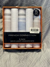 NEW French Connection Men's 5 Pack Luxury Handkerchiefs Pocket Square 16"