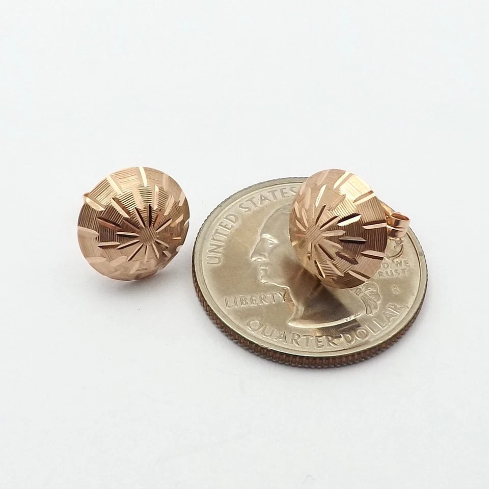 Pendientes rígidos bola oro rosa 14k 12 mm media esfera Milor Italia Foto 3 de 4