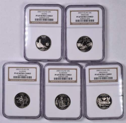 2003-S Clad State Quarters 5 Coin Set - NGC PF69 ULTRA CAMEO 