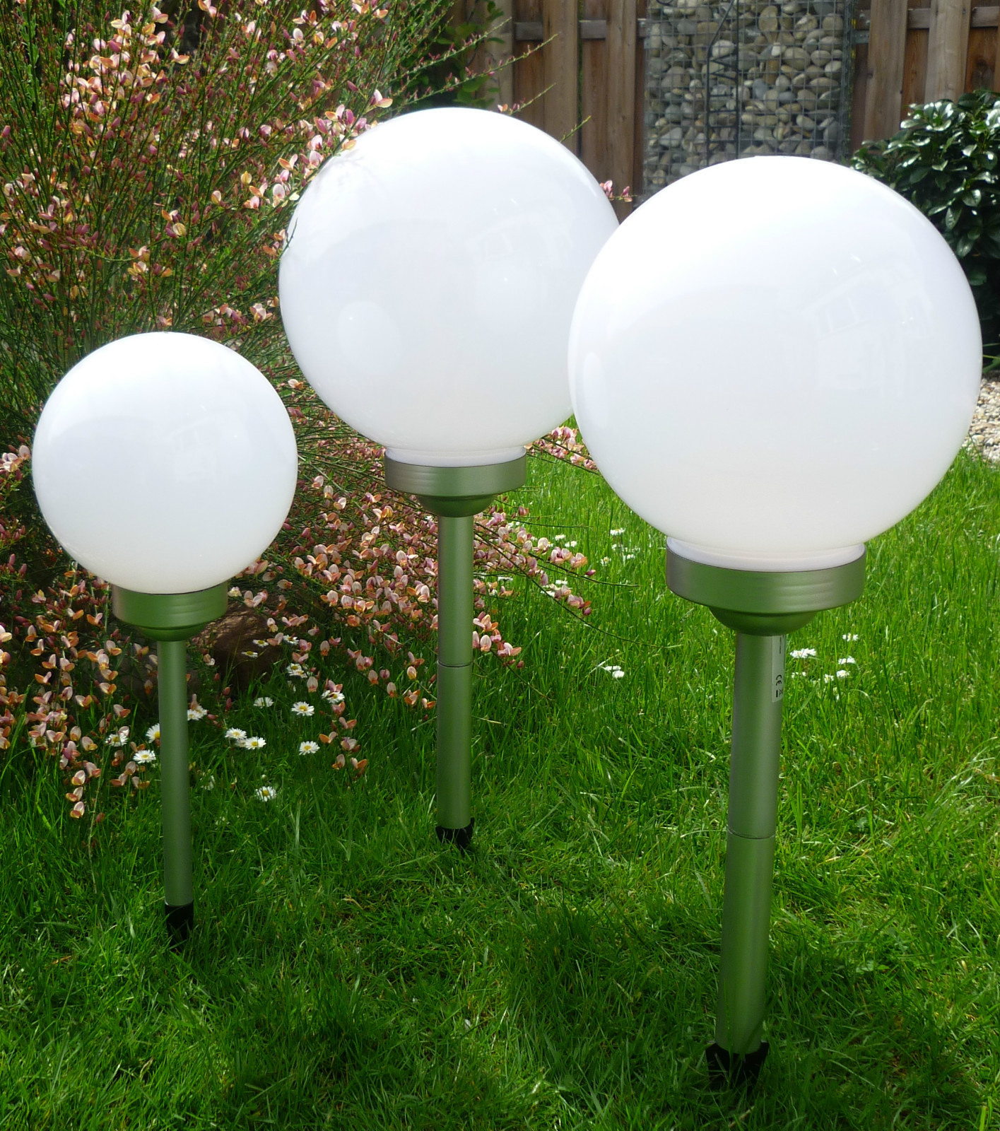 Kugelleuchte Gartenkugel 3er Set 30,25,20cm Kugel Garten Leuchtkugel