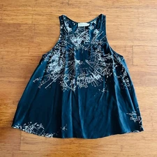 Zimmermann 2 8 XS Black White Shattered Glass Silk Tank Top Blouse Loose Fit