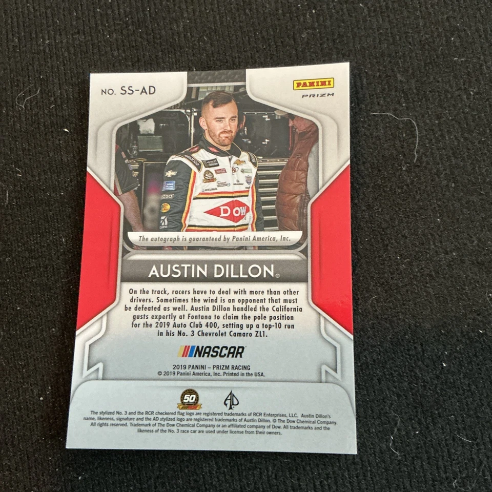2019 Prizm Nascar Austin Dillon Red White Blue Prizm Autograph Auto #SS-AD - Image 2 of 2