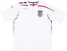 Image of BNWT RARE OFFICIAL UMBRO ENGLAND BOYS 11-12 YR 152cm HOME FOOTBALL SHIRT 2007-09