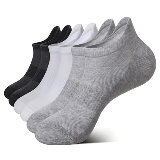 Ankle Socks Womens Running Low Cut Athletic Socks 6-9 2 Black+2 White+2 Grey-image