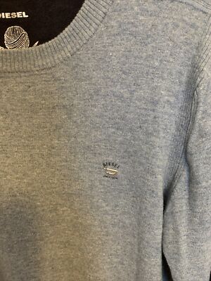 Diesel Men's Light Blue Cotton Blend Metal Logo Sweater | eBay