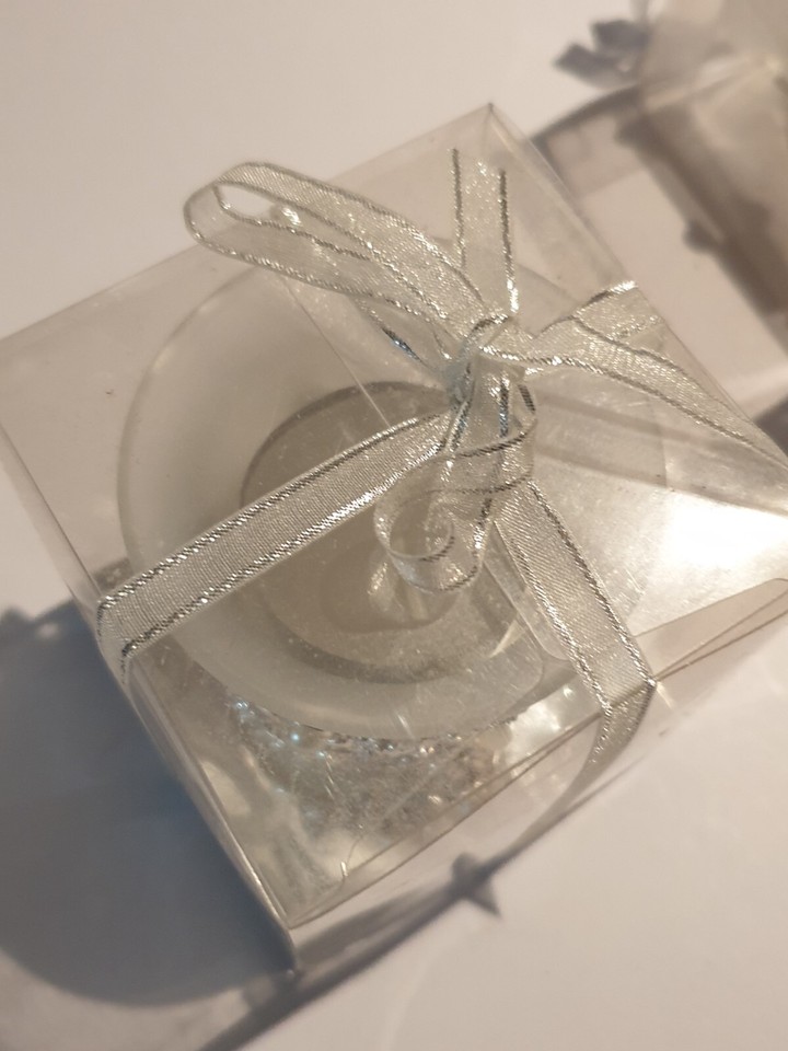 Silver Metal Wedding Tea Light Candle Holder Pair Centre Table